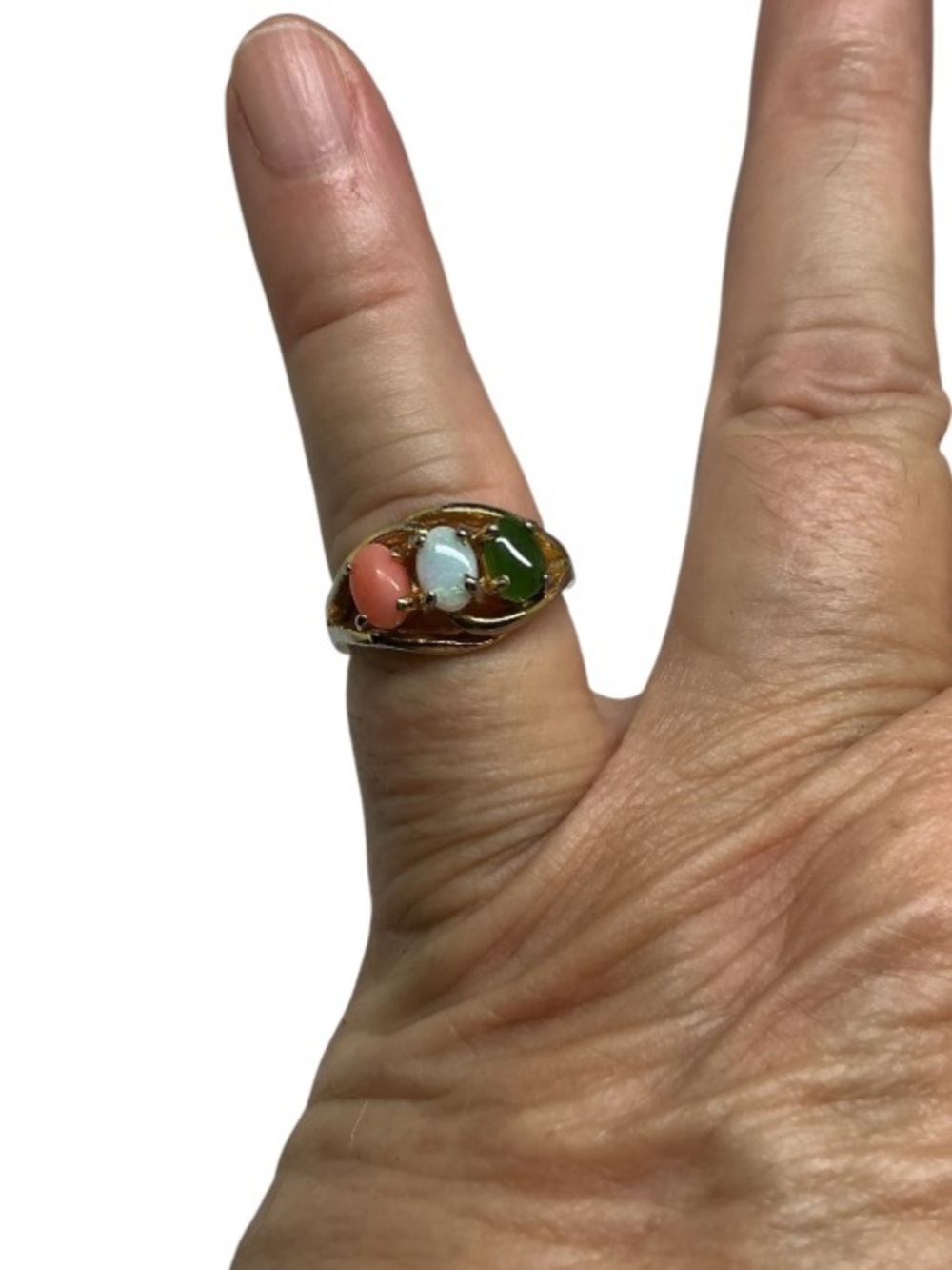 Gold plated synthetic gems Size 6 ring